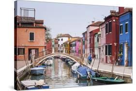 Colored Houses on the Island of Burano, Venice, Veneto, Italy, Europe-Julian Elliott-Stretched Canvas