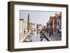 Colored Houses on the Island of Burano, Venice, Veneto, Italy, Europe-Julian Elliott-Framed Photographic Print