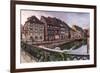 Colored houses reflected in River Lauch at sunset, Petite Venise, Colmar, Haut-Rhin department, Als-Roberto Moiola-Framed Photographic Print