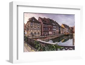 Colored houses reflected in River Lauch at sunset, Petite Venise, Colmar, Haut-Rhin department, Als-Roberto Moiola-Framed Photographic Print
