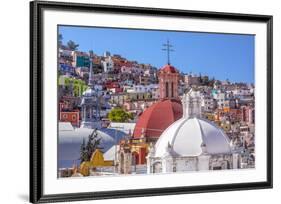 Colored Houses, San Roque Church, Market, Hidalgo, Guanajuato, Mexico-William Perry-Framed Premium Photographic Print