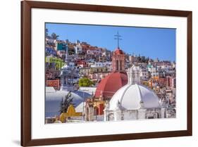 Colored Houses, San Roque Church, Market, Hidalgo, Guanajuato, Mexico-William Perry-Framed Premium Photographic Print