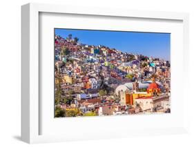 Colored Houses, San Roque Church, Market, Hidalgo, Guanajuato, Mexico-William Perry-Framed Photographic Print