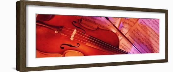 Colored Lights, Close-up of a Violin-null-Framed Photographic Print