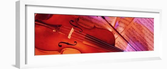 Colored Lights, Close-up of a Violin-null-Framed Photographic Print