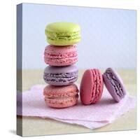 Colored Macaroons on a Platter-Sonia Chatelain-Stretched Canvas