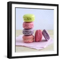 Colored Macaroons on a Platter-Sonia Chatelain-Framed Photographic Print