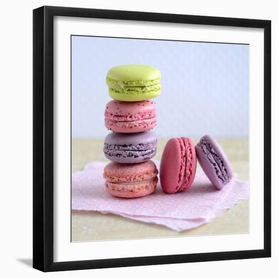 Colored Macaroons on a Platter-Sonia Chatelain-Framed Photographic Print