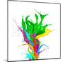 Colored Paint Splashes Bouquet Isolated On White Background-Jag_cz-Mounted Art Print