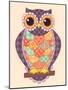 Colored Patchwork Owl-nad_o-Mounted Art Print