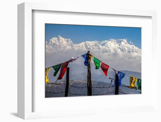 Colored Prayer Flags Flutter in Front of the Majestic Kanchenjunga-Roberto Moiola-Framed Photographic Print
