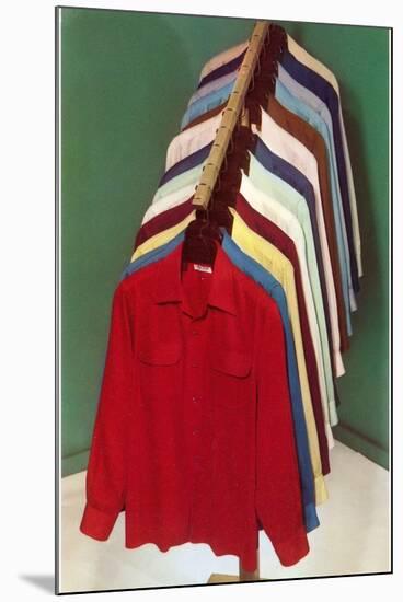 Colored Shirts on Rack-Found Image Press-Mounted Photographic Print