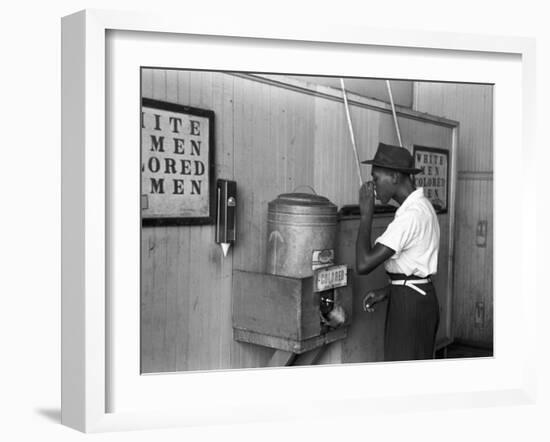 "Colored" Water Cooler in Streetcar Terminal, Oklahoma City, Oklahoma-Russell Lee-Framed Photo