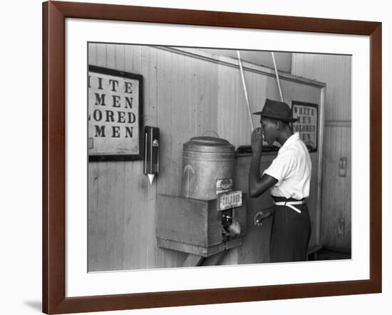 "Colored" Water Cooler in Streetcar Terminal, Oklahoma City, Oklahoma-Russell Lee-Framed Photo