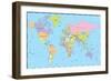 Colored World Map - Borders, Countries and Cities - Illustration-dikobraziy-Framed Art Print