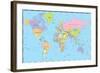 Colored World Map - Borders, Countries and Cities - Illustration-dikobraziy-Framed Art Print