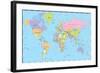 Colored World Map - Borders, Countries and Cities - Illustration-dikobraziy-Framed Art Print