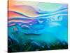 Colorful Abstract Background with Oil Drops on Water-Abstract Oil Work-Stretched Canvas