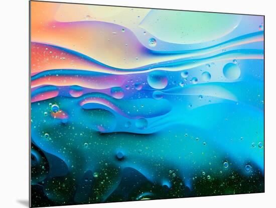 Colorful Abstract Background with Oil Drops on Water-Abstract Oil Work-Mounted Photographic Print