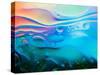 Colorful Abstract Background with Oil Drops on Water-Abstract Oil Work-Stretched Canvas