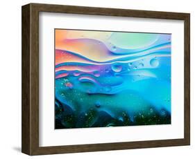 Colorful Abstract Background with Oil Drops on Water-Abstract Oil Work-Framed Photographic Print