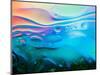 Colorful Abstract Background with Oil Drops on Water-Abstract Oil Work-Mounted Photographic Print