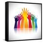 Colorful Abstract Hand Vectors Raised Together Showing Unity-smarnad-Framed Stretched Canvas