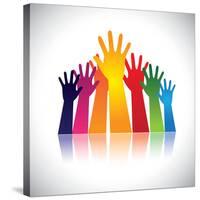 Colorful Abstract Hand Vectors Raised Together Showing Unity-smarnad-Stretched Canvas