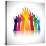 Colorful Abstract Hand Vectors Raised Together Showing Unity-smarnad-Stretched Canvas