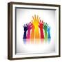 Colorful Abstract Hand Vectors Raised Together Showing Unity-smarnad-Framed Art Print