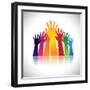 Colorful Abstract Hand Vectors Raised Together Showing Unity-smarnad-Framed Art Print