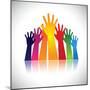 Colorful Abstract Hand Vectors Raised Together Showing Unity-smarnad-Mounted Art Print