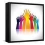 Colorful Abstract Hand Vectors Raised Together Showing Unity-smarnad-Framed Stretched Canvas