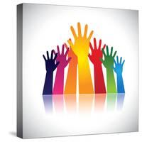 Colorful Abstract Hand Vectors Raised Together Showing Unity-smarnad-Stretched Canvas