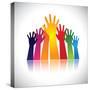 Colorful Abstract Hand Vectors Raised Together Showing Unity-smarnad-Stretched Canvas