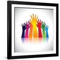 Colorful Abstract Hand Vectors Raised Together Showing Unity-smarnad-Framed Art Print