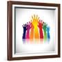 Colorful Abstract Hand Vectors Raised Together Showing Unity-smarnad-Framed Art Print