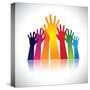 Colorful Abstract Hand Vectors Raised Together Showing Unity-smarnad-Stretched Canvas