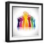 Colorful Abstract Hand Vectors Raised Together Showing Unity-smarnad-Framed Art Print