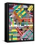 Colorful Abstract Lines-Jen Bucheli-Framed Stretched Canvas