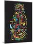 Colorful Abstract Tech Shapes on Black Background,Vector-gudron-Mounted Art Print