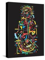 Colorful Abstract Tech Shapes on Black Background,Vector-gudron-Stretched Canvas