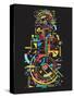 Colorful Abstract Tech Shapes on Black Background,Vector-gudron-Stretched Canvas