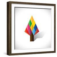 Colorful Abstract Tree Icon(Sign) Made Of Diamond Shapes-smarnad-Framed Art Print