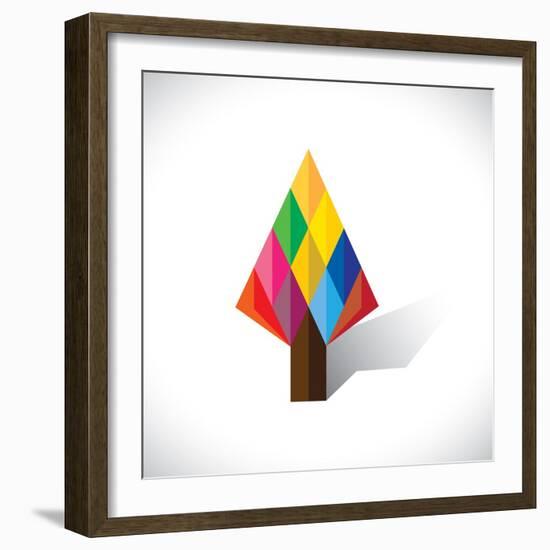 Colorful Abstract Tree Icon(Sign) Made Of Diamond Shapes-smarnad-Framed Art Print