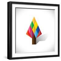 Colorful Abstract Tree Icon(Sign) Made Of Diamond Shapes-smarnad-Framed Art Print