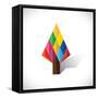 Colorful Abstract Tree Icon(Sign) Made Of Diamond Shapes-smarnad-Framed Stretched Canvas