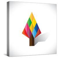 Colorful Abstract Tree Icon(Sign) Made Of Diamond Shapes-smarnad-Stretched Canvas