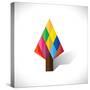 Colorful Abstract Tree Icon(Sign) Made Of Diamond Shapes-smarnad-Stretched Canvas