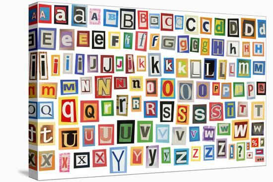 Colorful Alphabet Made Of Magazine Clippings And Letters . Isolated On White-donatas1205-Stretched Canvas